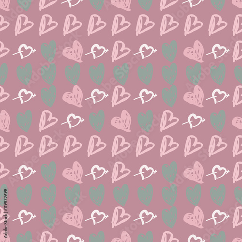 Doodle seamless pattern with hearts