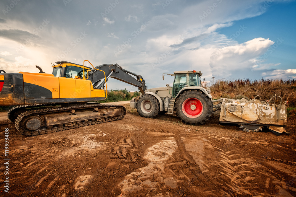 baufahrzeuge auf der baustelle baufahrzeuge auf der baustelle