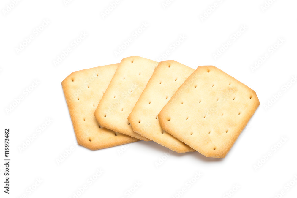 Crackers stacked isolated over white background Crackers stacked isolated over white background