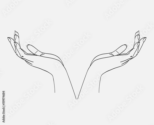 Sketch of the hands. Vector illustration.