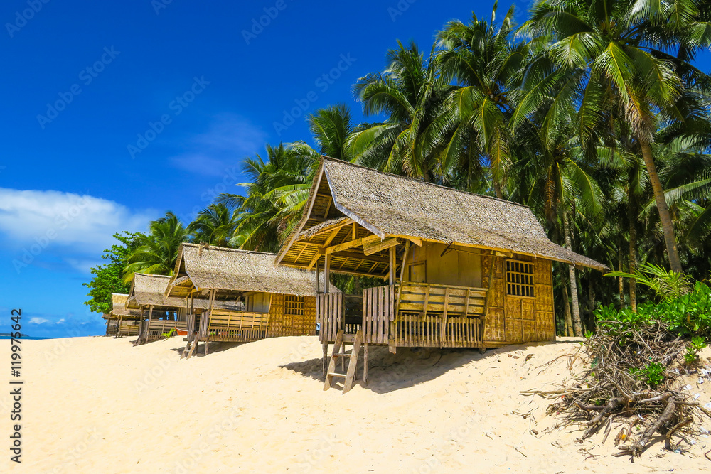 Huts on Paradise Island Beach