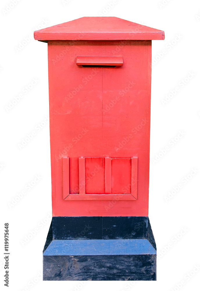 Post office red box white background