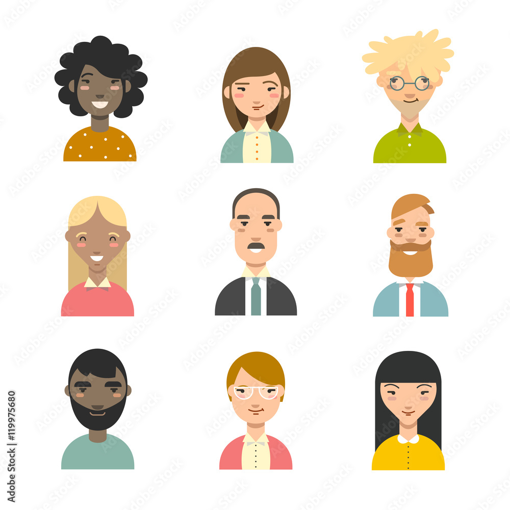 Set of diverse avatars. Business avatars set. Different nationalities, clothes, hair styles. Set of diverse avatars. Business avatars set. Different nationalities, clothes, hair styles.