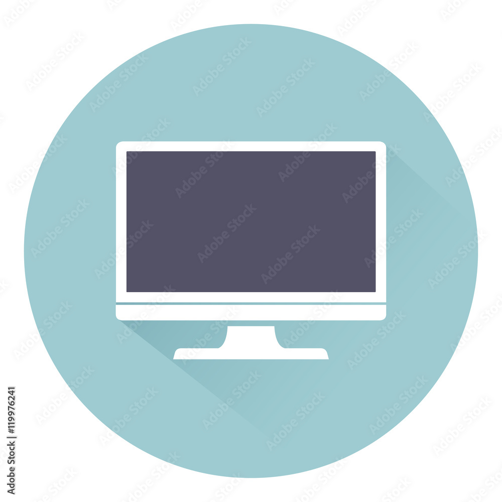Monitor PC, icon computer screen flat style with shadow isolated on background, vector illustration for web design Monitor PC, icon computer screen flat style with shadow isolated on background, vector illustration for web design