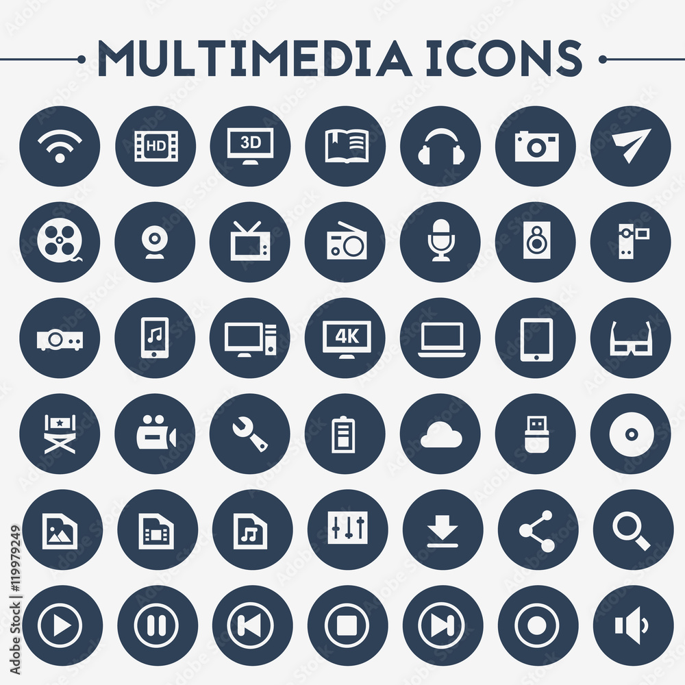 Big Multimedia icon set Big Multimedia icon set