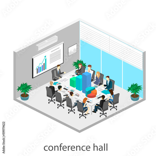 Business meeting in an office Business presentation meeting in an office around a table.