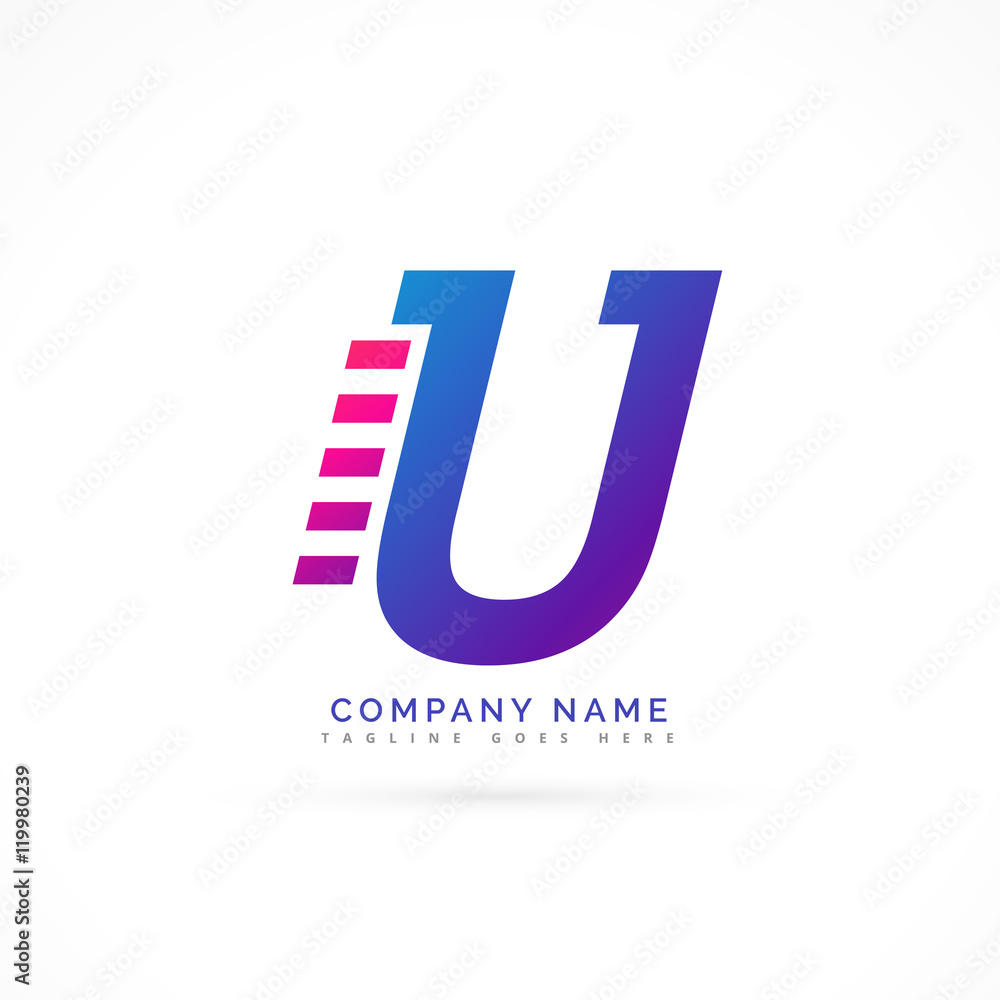 speeding letter U logo design speeding letter U logo design