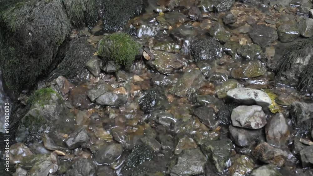 A small mountain stream in a cave. A small mountain stream in a cave.
