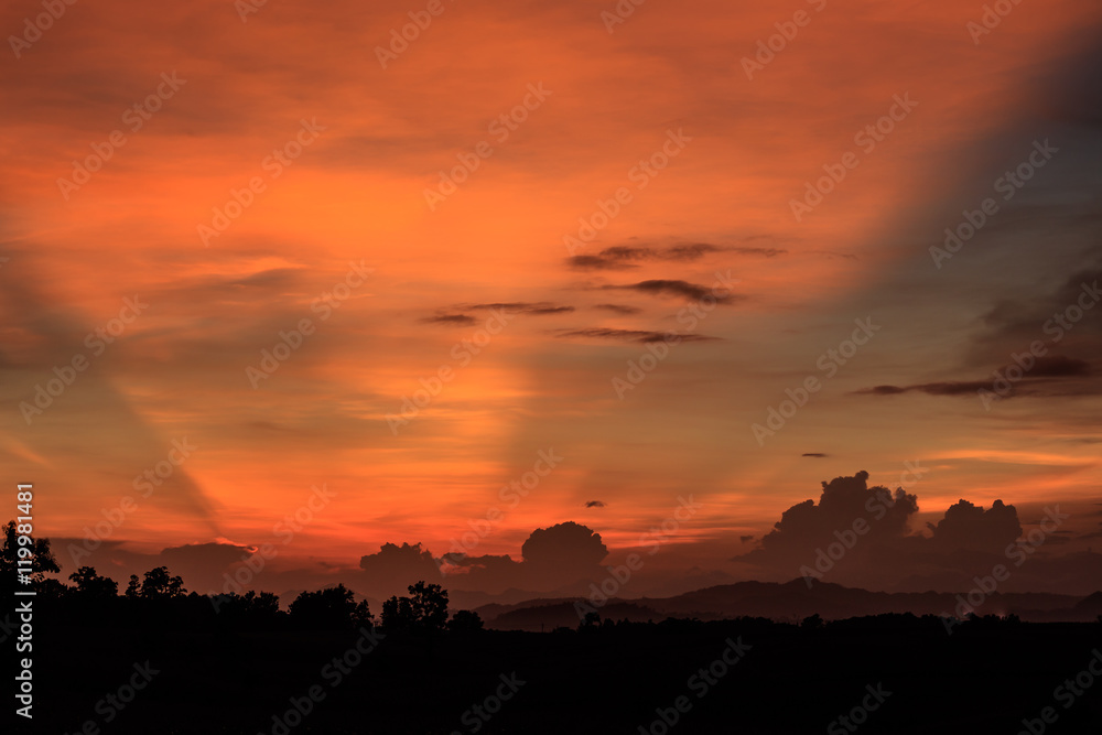 Evening sky in thailand , asia sihouette Evening sky in thailand , asia sihouette