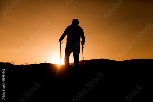 sunset trekking shooting silhoutte