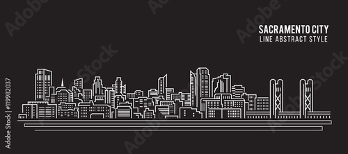 Cityscape Building Line art Vector Illustration design - Sacramento city photo