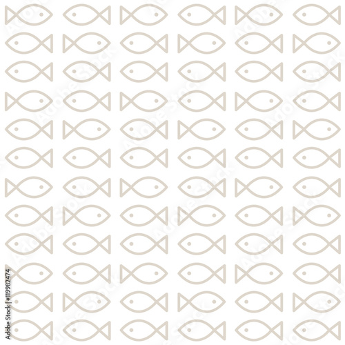 Fish natural beige seamless pattern vector. Fish symbol graphic design. Menu background.