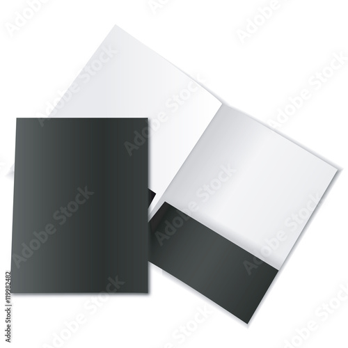 white empty open folder template isolated on white