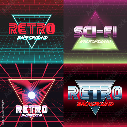 retro sci fi background set