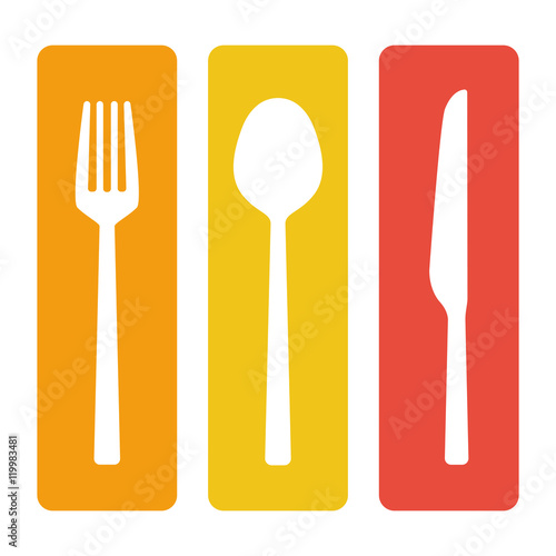 Spoon fork and knife cutlery vector icon isolated