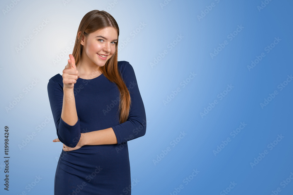 Happy smiling businesswoman with thumbs up gesture Happy smiling businesswoman with thumbs up gesture