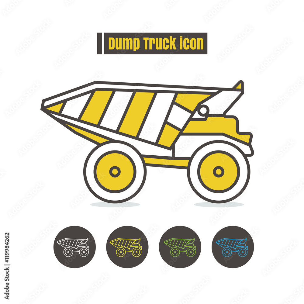 Naklejka premium vector Dumper truck icon color on white background
