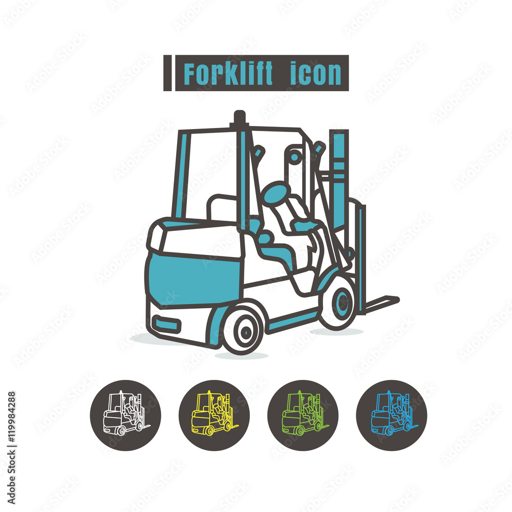 vector Forklift icon color on white background