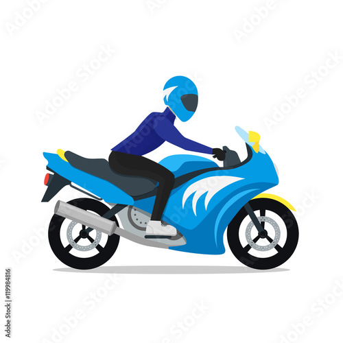 Motorcyclist on Motorbike. Vector