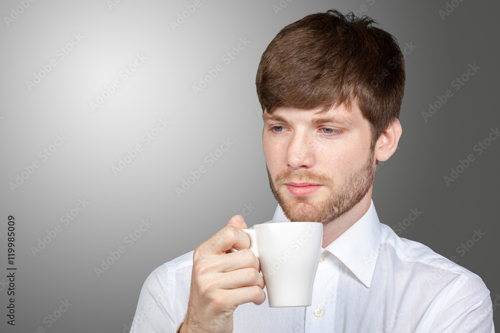 Handsome Smiling Businessman Holding Cup Handsome Smiling Businessman Holding Cup