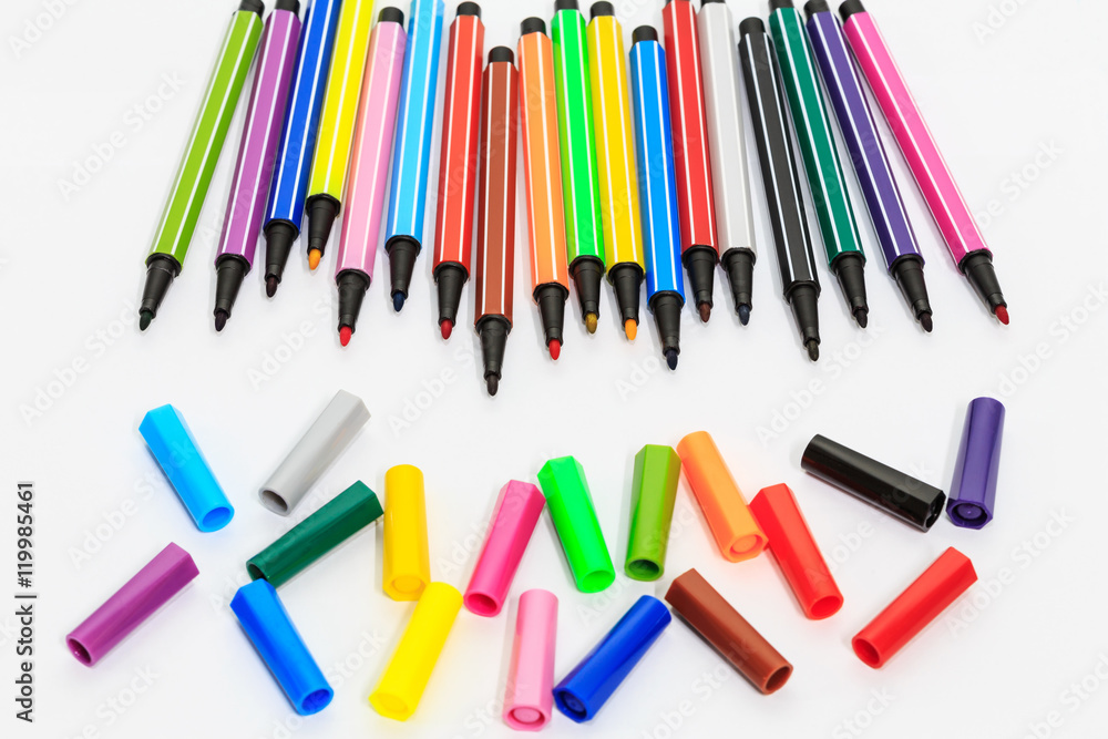 Color pen on white background. Color pen on white background.