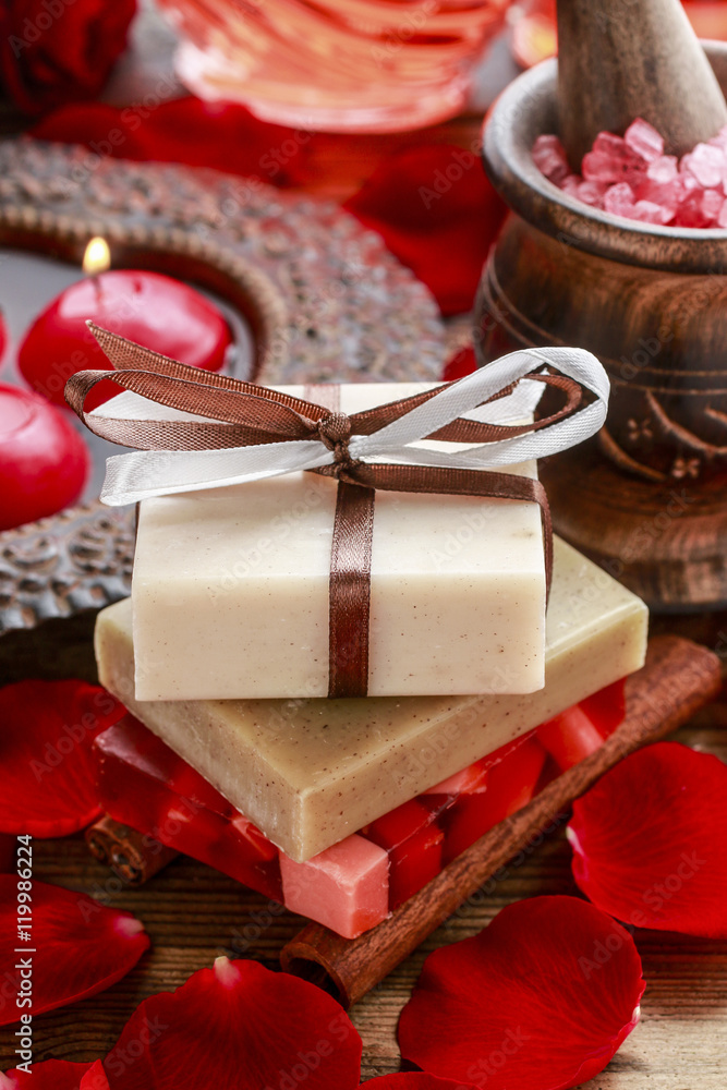 Handmade bars of soap and other spa cosmetics Handmade bars of soap and other spa cosmetics