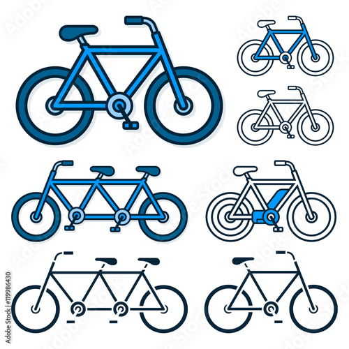 Vector image of various bicycles over white background
