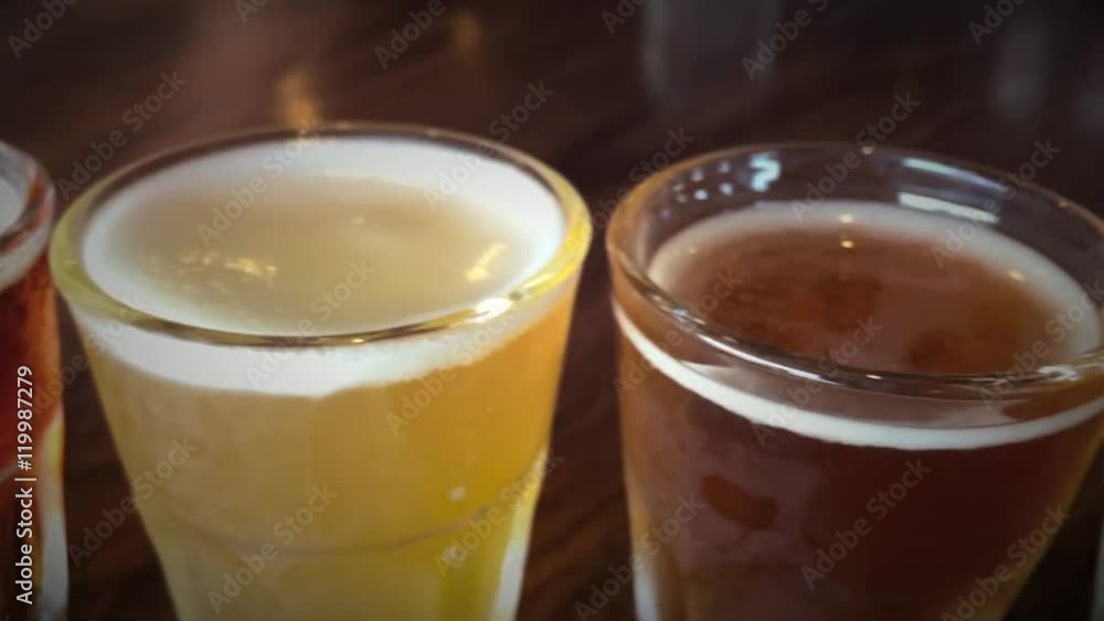 A selection of light and dark beer