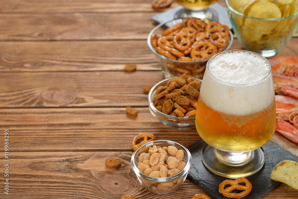 Fresh beer and snacks Fresh beer and snacks