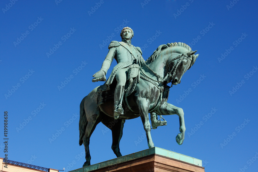 Statue of Norwegian King Karl Johan XIV in front the Royal Palac Statue of Norwegian King Karl Johan XIV in front the Royal Palac