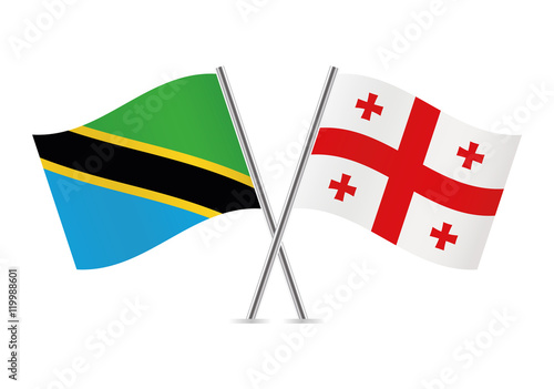 Tanzania and Georgia flags. Vector illustration.