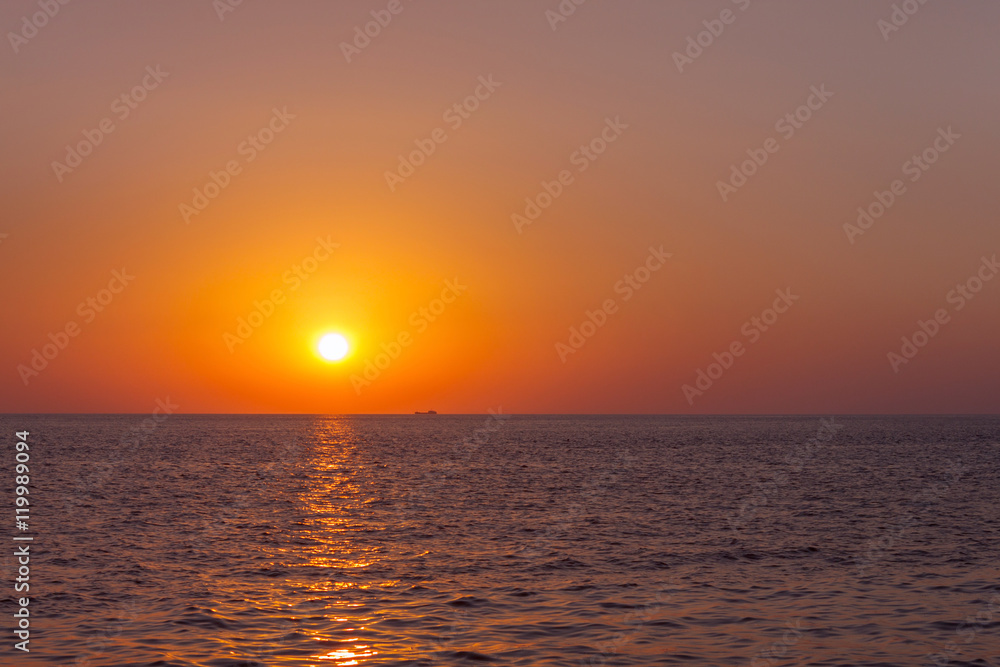 landscape with sunset on Black Sea
