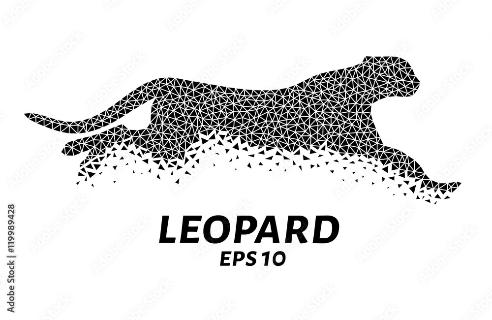 Fototapeta premium Leopard triangles, particle divergent composition, vector illustration