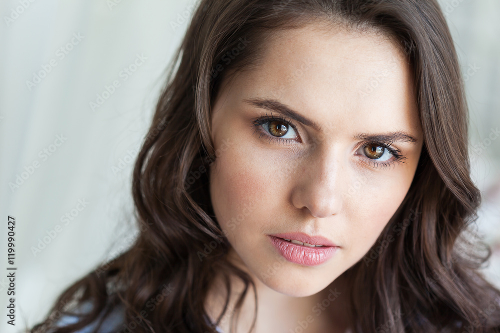 Close up portrait of beautiful young woman face Close up portrait of beautiful young woman face