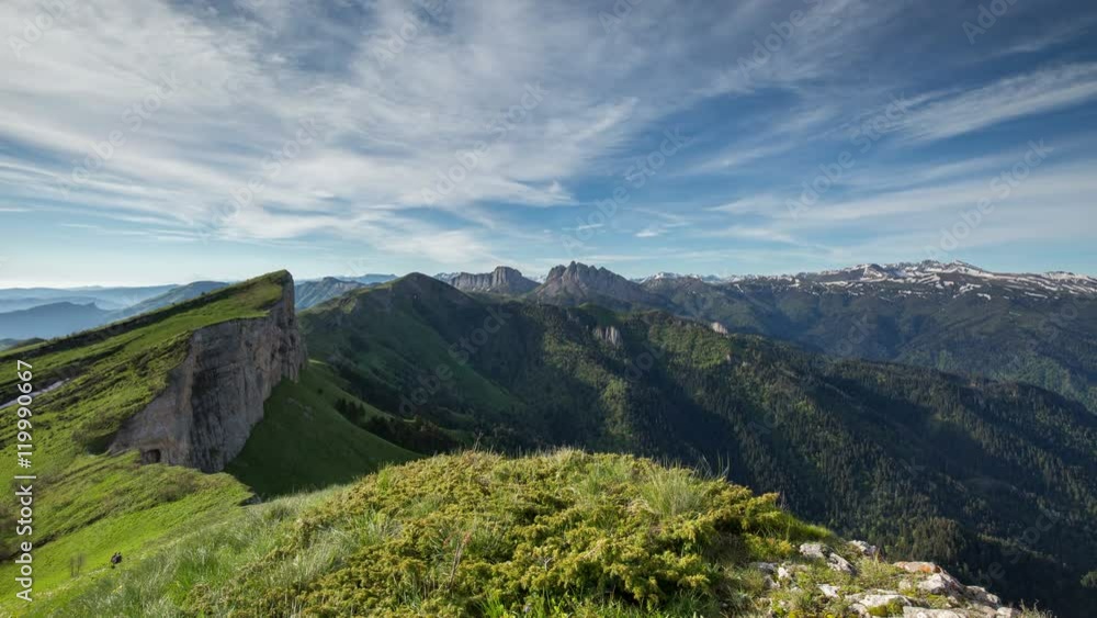 Russia, timelapse. The formation and movement of clouds over the summer slopes of Adygea Bolshoy Thach and the Caucasus Mountains Russia, timelapse. The formation and movement of clouds over the summer slopes of Adygea Bolshoy Thach and the Caucasus Mountains