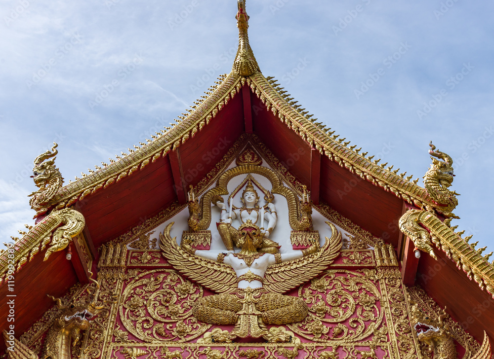 Golden gable with the angle sculpture Golden gable with the angle sculpture