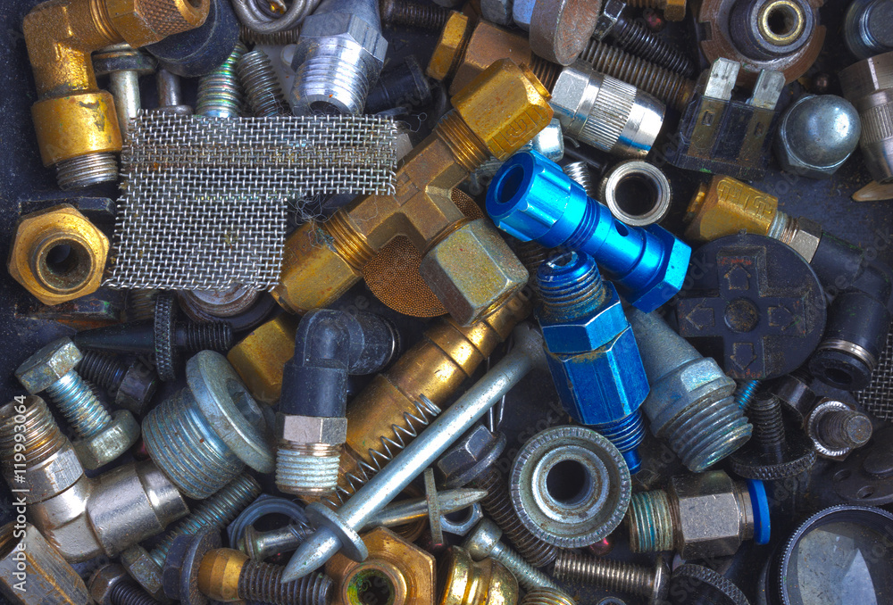 Rusty and new metal, tapping, wood, iron, steel screw Rusty and new metal, tapping, wood, iron, steel screw