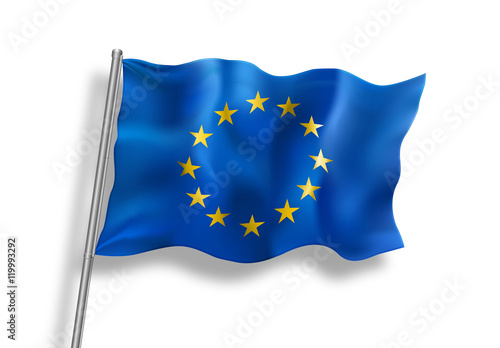 Drapeau Union Européenne sur fond blanc
