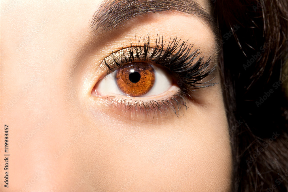 Fototapeta premium Beautiful insightful look brown woman's eyes