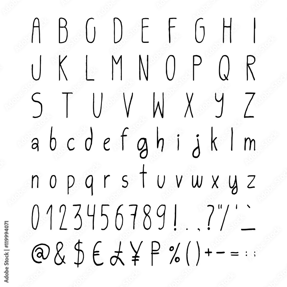 Handwritten simple vector alphabet set Handwritten simple vector alphabet set