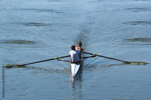 Two women rowers in a boat