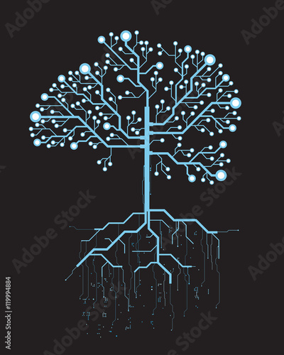 Abstract tree, concept vector futuristic blue virtual graphic