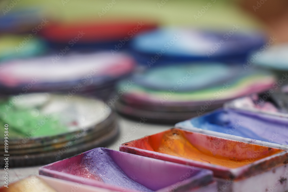 Naklejka premium Face paint watercolour Close up Depth