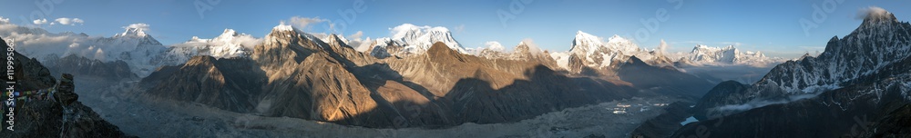 view of Mount Everest, Lhotse, Makalu and Cho Oyu
