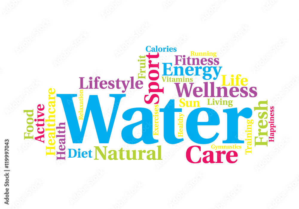 Natural food and water word cloud. Healthcare concept. Natural food and water word cloud. Healthcare concept.