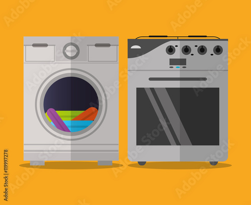 stove and washer icon. electronic appliances and supplies for your home theme.Colorful design. Vector illustration
