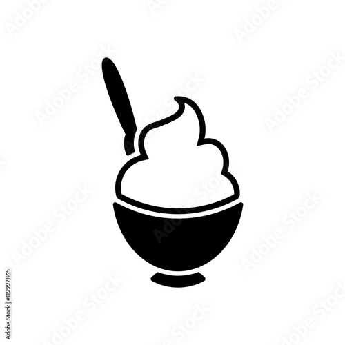 ice cream or porridge in bowl icon