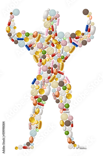 Bodybuilder Made of Pills