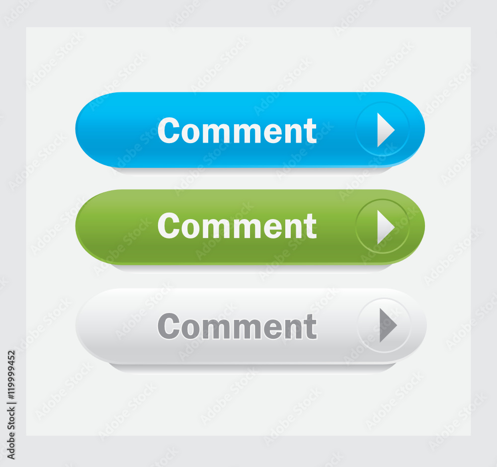 Set of vector web interface buttons. Comment. Set of vector web interface buttons. Comment.