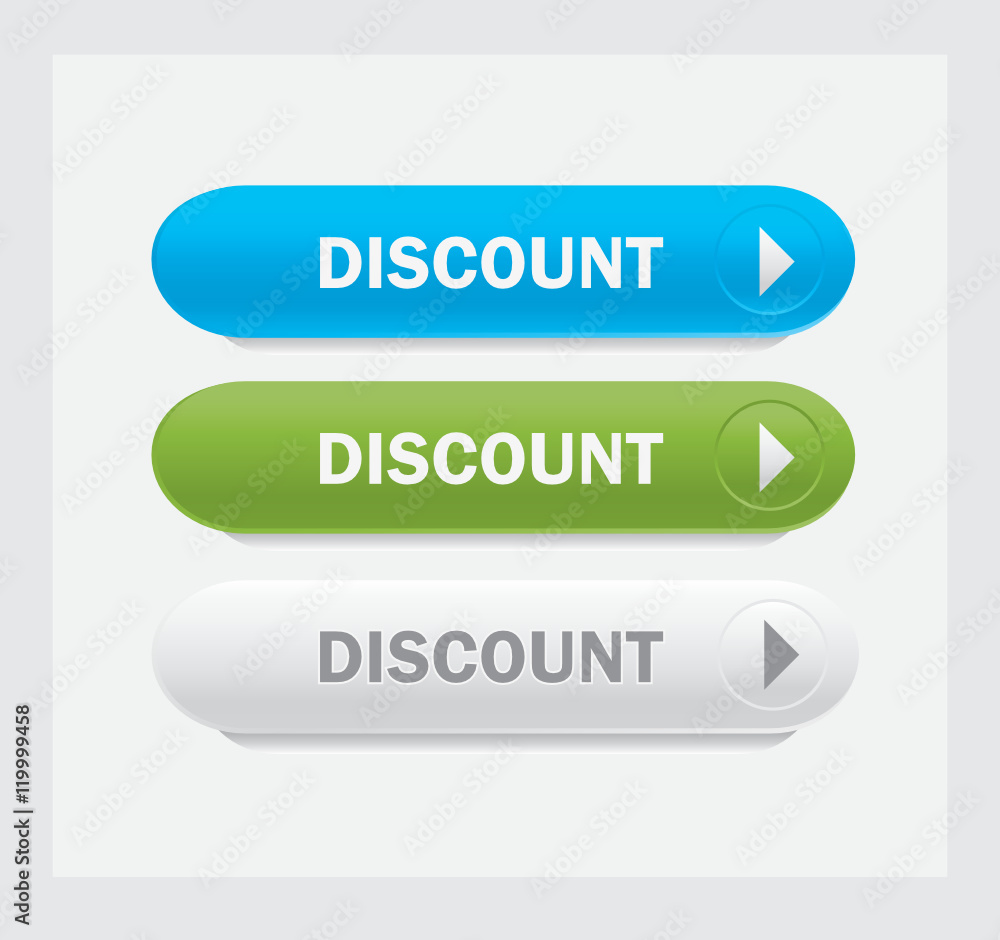 Set of vector web interface buttons. Discount. Set of vector web interface buttons. Discount.